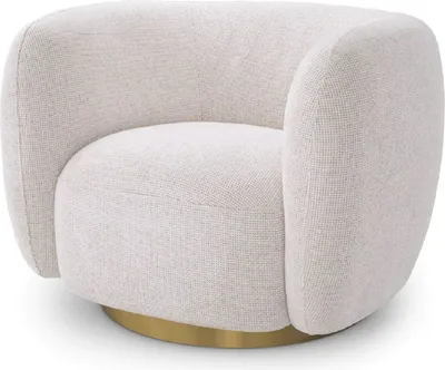 Produktbild von Casa Padrino Luxus Drehsessel Creme / Messing 93 x 80 x H. 71 cm - Wohnzimmer Sessel - Wohnzimmer Möbel - Luxus Möbel - Wohnzimmer Einrichtung - Luxus Einrichtung - Möbel Luxus