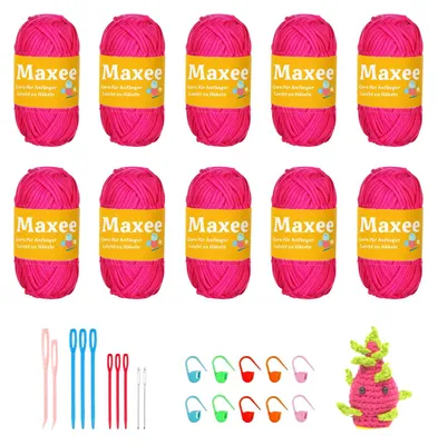 Häkelgarn-Set 10x50g, Baumwollmix, Chunky, für Anfänger