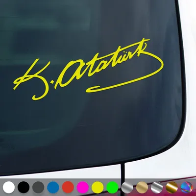 Produktbild von PantherPixel Atatürk Aufkleber Mustafa Kemal Türkei Imza Sticker Auto Geschenkidee Farbe Neon-Gelb