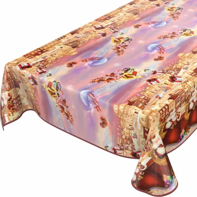 Produktbild von Tischdecke Wachstuch Weihnachten Rot Robust Wasserabweisend Breite 140 cm Länge 200 cm