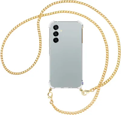 Produktbild von Handykette Backcover-Schutzhülle mit Band (Metall goldfarben) für Samsung Galaxy A54 5G (6.4'') - goldfarbene Kette