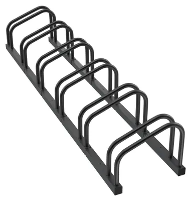 Produktbild von QEENTOE Fahrradständer, Boden-Aufstellständer aus Stahl für 6 Fahrräder, Fahrradhalter Schwarz