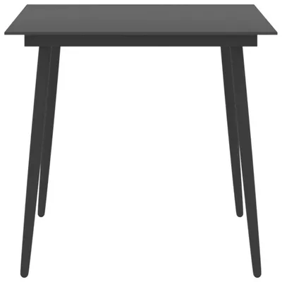 Image de vidaXL Table de jardin noire 80x80x74 cm acier et verre