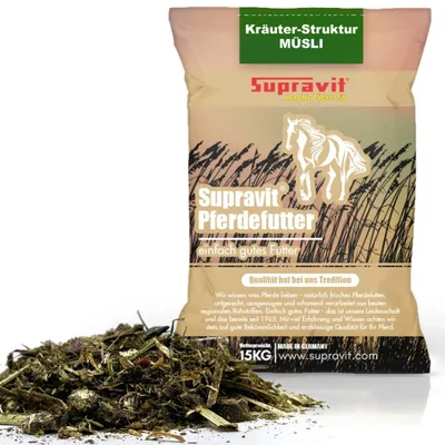 Produktbild von Supravit Premium Müsli Pferdefutter getreidefrei 15kg – Strukturmüsli & Pferdemüsli