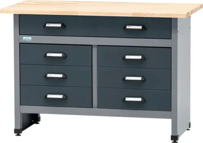 Obrázok produktu pre Pracovný stôl Küpper 1200 x 840 x 600 mm 7 zásuviek antracit sivá