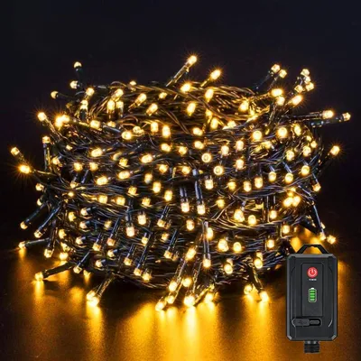 40 m Lichterkette, 300 LEDs, warmweiß, Akku, Timer, IP44