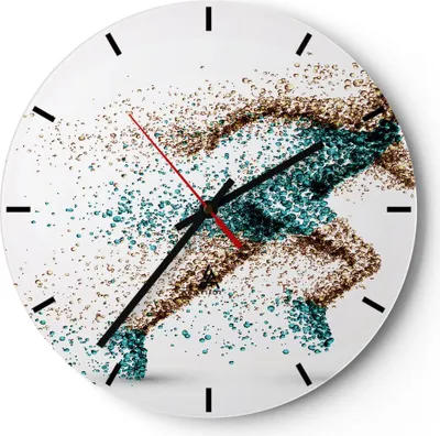 Produktbild von Wanduhr - Rund - Glasuhr - Athlet sprinter sport läufer - 30x30cm - Schleichendes Uhrwerk - Lautlos - zum Aufhängen bereit - Dekoration Modern - Wanddekoration aus Glas - C3AR30x30-2802