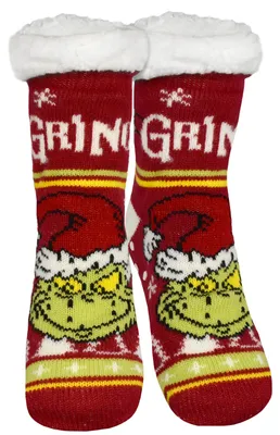 Produktbild von The Grinch Hüttensocken Haussocken für Damen Kuschelsocken Flauschige Wintersocken warme Frauen Socken Rot 35-38