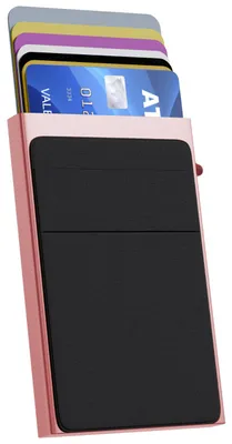 Productafbeelding van Nuvance Pasjeshouder Uitschuifbaar - Rfid Bescherming - Pasjeshouders voor Mannen en Vrouwen - Creditcardhouder - Roze/Zwart