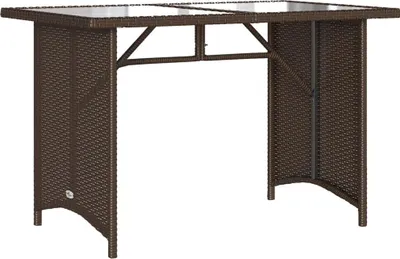 Obrázok produktu pre vidaXL Záhradný stôl so sklenenou doskou hnedý 110x68x70 cm polyratan