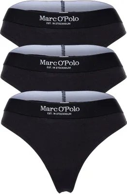 Produktbild von Marc O Polo Damen Strings, 3er Pack - Logobund, Organic Baumwolle Stretch, Basic Schwarz L