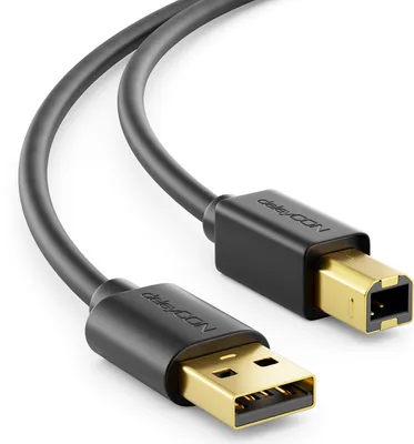 Produktbild von deleyCON 3,0m USB 2.0 Datenkabel Druckerkabel Scannerkabel - USB A-Stecker zu USB B-Stecker für Drucker Scanner Printer - Schwarz