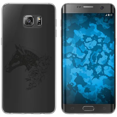 Produktbild von PhoneNatic Case kompatibel mit Samsung Galaxy S7 Edge Silikon-Hülle Floral Pferd M5-1