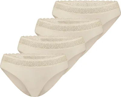 Produktbild von Triumph 4er Pack Feel of Modal Tai Slip Sanftes Material für hohen Tragekomfort, Femininer Spitzenbund für eleganten Look, Bequeme Passform für perfekte Alltagstauglichkeit offwhite S
