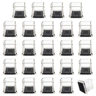 Produktbild von Stuhlbeinkappen quadratisch 40x40mm für 33-37mm transparent mit Filz 24 Stück