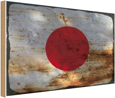 Produktbild von vianmo Holzschild 20x30 cm Japan Rost Flagge Fahne Wappen