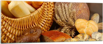 Produktbild von Bilder auf glas - Bäckerei Brot Essen - 140x50cm - Glasbilder - Wandbilder - Kunstdruck - zum Aufhängen bereit - Wanddekoration aus Glas - Glas Bilder - Wandbild auf Glas - Einteilig - GAB140x50-2309