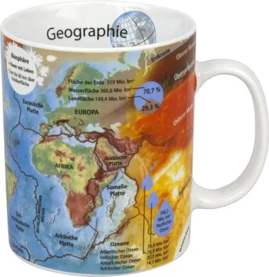 Image de Könitz Geographie mug, Kaffeebecher, Teetasse, Tasse, Trinktasse, Porzellan, Bunt, 490 ml, 1113301978