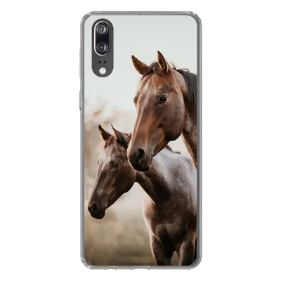 Produktbild von MuchoWow® Handyhülle Schutzhülle Hülle für Huawei P20 Pferde - Natur - Braun Silikon Softcase Handy Hülle - Hardcover