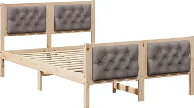 Produktbild von vidaXL Bettrahmen mit Kopfteil Taupe 120 x 190 cm Massives Kiefernholz