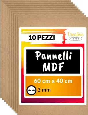 Immagine prodotto di Creative Deco 10 x Compensato Pannelli Legno 3mm | Pannelli Compensato 600 x 400 x 3 mm (+/- 0.5mm) | Fogli di Legno per Decorazione, Modellare
