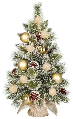 Productafbeelding van Black Box Trees Kaprun kerstboom met burlap led groen frosted goud warm wit 10L 50 TIPS BO en timer - h60xd39cm
