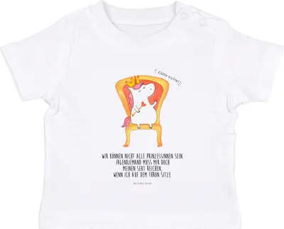 Produktbild von Mr. & Mrs. Panda Babyshirt Einhorn König 12. - 18. Monat - Weiß - Geschenk, Baby Oberteil, Bundeskanzler, , T-Shirt, Jerseyshirt, Kaiser, Krone, Unicorn, Präsident