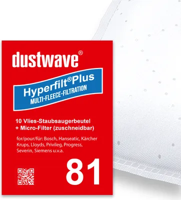 Produktbild von 10 Staubsaugerbeutel + Filter passend für Bosch BGL3B110 und BGL3B112 Staubsauger (Serie GL-30), Micro-Vlies-Staubbeutel mit Hygieneverschluss von dustwave® -  Germany