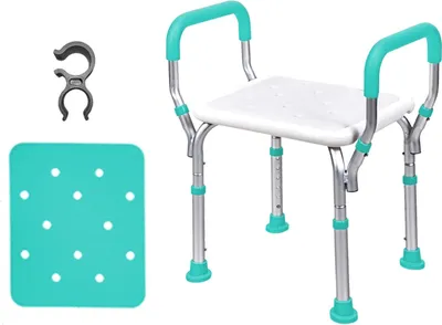 Produktbild von Höhenverstellbarer Duschhocker - verstellbarer Duschstuhl - maximale Belastung 150 kg - rutschfester Badstuhl - für Senioren und Menschen mit Behinderungen.