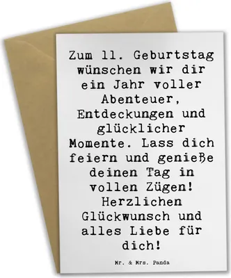 Produktbild von Mr. & Mrs. Panda Glückwunschkarte Spruch 11. Geburtstag Wunder - Weiß - Geschenk, einladungskarten, Happy Birthday, Herzlichen Glückwunsch, Klappkarte, Alter, alles Liebe