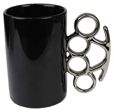 Produktbild von Keramik Schlagring Tasse - Knuckleduster Schwarz