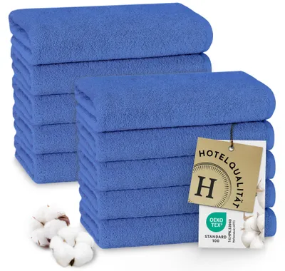 Produktbild von 10er Set Handtücher, 100% Baumwolle, 50x100 cm, royal