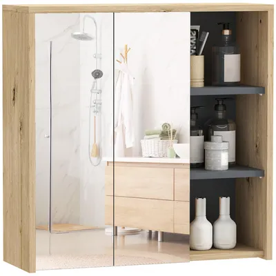 Immagine prodotto di Specchio Bagno Contenitore con 2 Ante Vetro 60x20x60 cm Naturale