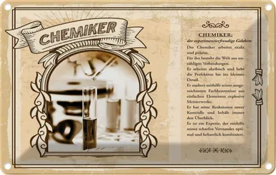 Produktbild von vianmo Blechschild 20x30 cm Chemiker Beruf Arbeit