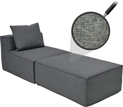 Imagen del producto de Chaiselongue/Accesorios para sofá HWC-O54, sillón otomana, tapizado en tela (300g/m²), 63x75x194 cm, color gris oscuro