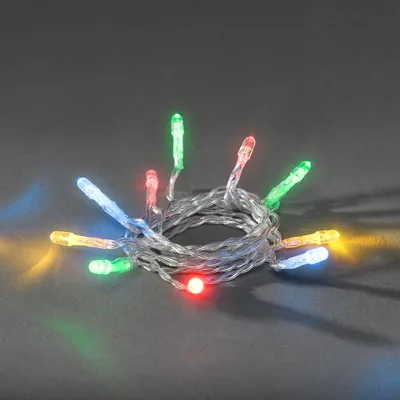Produktbild von LED Lichterkette, mit an/aus Schalter, 6h Timer, 20 bunte Dioden, batteriebetrieben, Innen, transparentes Kabel, 3 x AA 1.5V (exkl.)-1408-503
