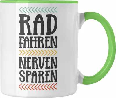 Produktbild von Trendation - Fahrrad Radfahrer Geschenk Rennrad Bike Geschenkidee Männer Tasse Fahrradfahrer Kaffeetasse (Grün)