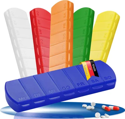Produktbild von Medikamentenbox "Seven Days" – BPA-freie Pillendose mit 7 Fächern für jeden Wochentag, robuster Pillenbehälter - Tablettenbox  Germany - trend-blau PP