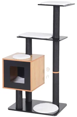 Imagen del producto de Katzenbaum, centro de actividades de varios niveles, postes rascadores de sisal natural, color
