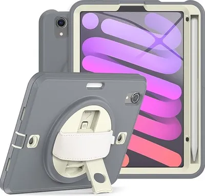 Produktbild von Tasche für iPad Mini 6 8.3" mit Ständer und Schultergurt Grau