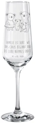 Produktbild von Mr. & Mrs. Panda Sektflöte Koala Familie - Transparent - Geschenk, Sektkelch, Bruder, Koalas, Sektglas graviert, Papa, mit Gravur, Glas, Family, Champagnerglas, Kinder