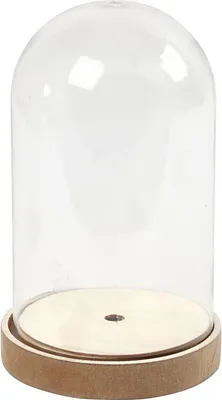 Produktbild von Creativ Company Glasglocke Dekoration Kunststoff Holzsockel 18 cm Display