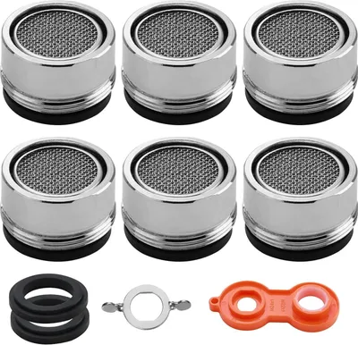 Produktbild von Strahlregler M24 Wasserhahn Aufsatz 6 Stš¹ck Wasserhahn Sieb Einsatz perlatoren fš¹r wasserh?hne mit Edelstahl- und ABS-Filter inkl. 8 Dichtung und 1 Verchromten Schlš¹ssel, fš¹r Wasserh?hne