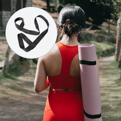 Produktbild von Verstellbarer Tragegurt für Yogamatten mit rutschfester Mattenschlinge und Stretchband, vielseitiger Trainingsmatten-Gurt für den bequemen Transport