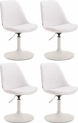 Produktbild von CLP 4er Set Esszimmerstühle Maverick Kunstleder drehbar und stufenlos verstellbar weiß Gestell Farbe weiß