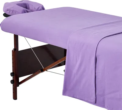 Produktbild von Master Massage Flanell 3er Set Überzug Spanntuch, Laken, Kopfkissenüberzug für Massageliege Salon Baumwolle - Lila
