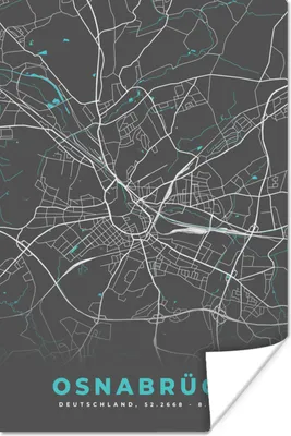 Produktbild von MuchoWow® Poster Stadtplan - Osnabrück - Deutschland - Karte 60x90 cm - Wanddekoration