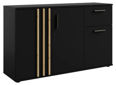 Produktbild von Masseno Kommode TECTONIC 119,8 cm Sideboard mit 1 Schubladen und 3 Türen für Wohnzimmer Schlafzimmer Modern 119,8x35x72,7 cm Schwarz