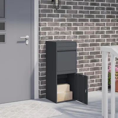 Image de Boîte à colis vidaXL avec rangement, anthracite, 41 x 38 x 103 cm, acier