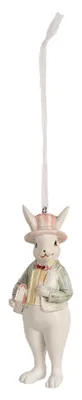 Obrázek produktu pro Clayre & Eef Přívěsek králík 10 cm bílozelený polyresin